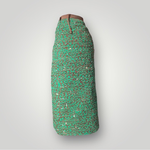 Oscar de la Renta Silk & Sequins Green Midi Skirt 🎄 - Picture 6 of 7